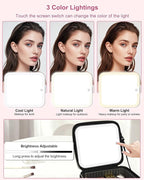 Relavel Initial Makeup Bag with LED Mirror for Women Girls, Personalized Travel Cosmetic Organizer Train Case, Birthday Gifts for Grandkids Bridesmaid Graduation Teacher Friends, Trendy Stuff, Black A