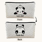 Panda Gifts Dots Makeup Bag,Gifts for Panda Lover Wonmen Girls,Cute Baby Panda Guess What It's Pug Butt Cosmetic Bag,Makeup Case for Teen Girls Daughter,Panda Accessories,Canvas Zipper Pouch