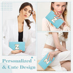 Small Personalized Initial A-Z Preppy Patch Makeup Bag,PU Chenille Letter Travel Cosmetic Pouch with Zipper,Blue Cute Toiletry Bag,Gift Ideal for Teen Girls Women Teacher Bridesmaid,Letter Z