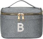 EURYNOME Makeup Bag - Water-Resistant Travel Cosmetic Organizer (8.3x5.1x5.1 Inch) for Women,Sparkling Custom Letter B Design