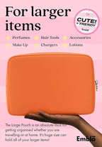 Embla Makeup Bag Travel Cosmetics Pouch and Toiletry Bag, Nylon Zipper Pouch Purse, Cute Make Up Organizer Storage Tote for Women Girls, Waterproof Travel Skincare Case, Large Makeup Bags, Peach