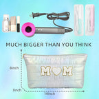 Hiroyuki 3pcs Iridescent Quilted Makeup Bag (ILOVEUMOM, cyan)