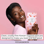 Vitamasques Korean Collagen Face Mask - Hydrating & Moisturizing Korean Sheet Mask with Lychee & Hyaluronic Acid – Vegan Facial Skincare for Firming, Plumping & Skin Care - 7 Pack