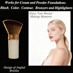Makeup Brush Retractable Kabuki Brush for Liquid, Powder, Cream, Foundation, Powder Blush, Bronzer, and Flawless Face - White, Travel Size