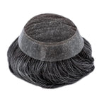 FACE MIRACLE Lace Front Mens Toupee Human Hair System Swiss Lace Center Toupee for Men Thin Skin PU Hair Replacement System V-Looped Mens Hair Wig 7"X9" #1B40 1B# OFF BLACK WITH 40% SYNTHETIC GREY