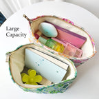 STARDW Aesthetic Floral Makeup Bag Cute Small Cosmetic Bags for Women Girls, Travel Toiletry Bag Large Capacity Zipper Makeup Pouch, Purse Organizer Pouches (Pink Flowers)