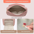 Cosmetic Bag Travel Makeup Bag Large Capacity Small Travel Zipper Pouch Makeup Organizer Bag for Women (Pink-2 Pack)