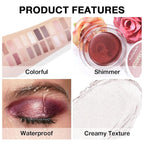 evpct Single Cream Eye Shadow Palette Pot Makeup for older Women, Pearl White Shimmer Glitter Metallic Monochrome Cream to Powder Eyeshadow Palette Eye Brightener, High Pigment Waterproof Blendable