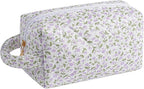 Makeup Bag Travel Cosmetic Bag for Women, Zipper Make Up Pouch, Floral Flowers Toiletry Organizer Makeup with Handle, Cosmetic Travel Cloth Bag (Purple Floral)