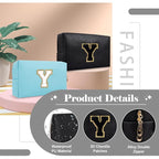 Personalized Initial A-Z Preppy Patch Makeup Bag,Small PU Chenille Letter Cosmetic Bag with Zipper for Teen Girls,Black Cute Toiletry Organizer Bag,Monogram Makeup Case Gift for Women Girls,Letter Y