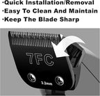 BESTBOMG Detachable Pet Dog Grooming Clipper Blades, Size 7FC/5FC/4FC, Made of Carbon-Infused Steel Blade and Stainless Steel Blade, Compatible with Most Andis,Oster A5/A6,Wahl KM Series, 5 Count.