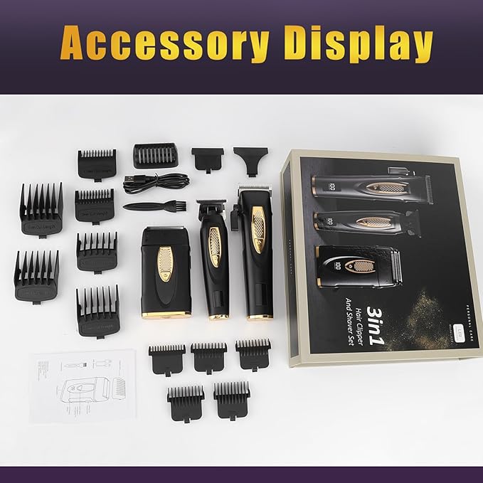 GSKY Mens Hair Clipper, Hair Cutting Kit, Beard Trimmer for Men, Foil Shavers, Hair Trimmer Barber Clippers Set, Mens Clippers and Grooming Set, Barber Trimmers Professional, Beard Shaver for Men