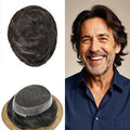 FACE MIRACLE Hair System for Men French Lace Mens Toupee Human Hair Replacement System Lace with PU Toupee for Men Male Hair Piece Wigs 7"X9" #2 Darkest Brown