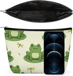 Women's Makeup Case, Large Zipper Cosmetic Case, Toiletry Bag, Travel Cosmetic Toiletry Bag Cute Frog Animal Green Frogs