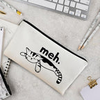 Cat Meh Makeup Bag - Funny Sarcastic Cosmetic Zipper Travel Toiletry Bag for Cat Lovers, Teen Girls, Women Idea