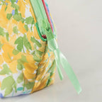 Cuddledown Quilted Cotton Cosmetic Bag | Zipper Closure | 100% Cotton Fabric | Durably Stitched | OEKO-TEX Certified | Large | 12" x 8" x 3" | Floral