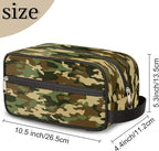 Green Camo Portable Travel Toiletry Bag, Camouflage Print Dopp Kit Cosmetic Organizer Makeup Bag Shower Shaving Bag for Men Women