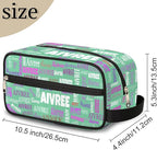 Custom Travel Cosmetic Bag with Name, Personalized Large Capacity Weekend Toiletry Bag Portable Bathroom Makeup Organizer, Light Green Solid Color