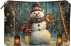 COEQINE Snowman Birds Black Pouches For Purse Organization Christmas Makeup Bags for Women Travel Leather Cosmetic Bag Cute Toiletry Travel Bag For Christmas Birthday Holiday Gifts
