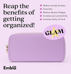 Embla Makeup Bag Travel Cosmetics Pouch and Toiletry Bag, Nylon Zipper Pouch Purse, Cute Make Up Organizer Storage Tote for Women Girls, Waterproof Travel Skincare Case, Small Makeup Bags, Grape