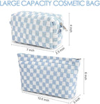 Travel Makeup Bag, Checkered Cosmetic Bag Make Up Organizer Case for Women, Small Toiletry Bag Skincare Pouch for Toiletries Accessories Brushes, 2PCS