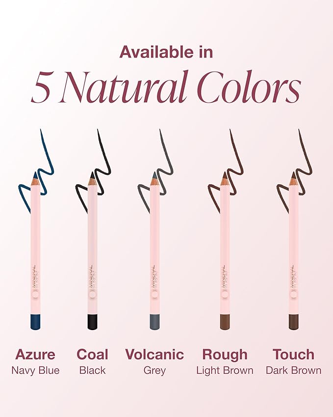 Mineral Fusion Eye Pencil (Navy Blue - Azure) - Eyeliner with Soothing Chamomile, Meadowfoam & Vitamin E - Smooth & Long Lasting, Hypoallergenic, Non-Irritating Eye Makeup