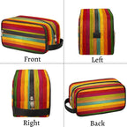 Rainbow Wood Texture Travel Toiletry Bag for Women Men Lightweight Cosmetic Makeup Bag Organizer Waterproof Shaving Bag Dopp Kit with Large Capacity for Toiletries and Shaving Accessories