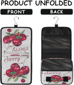Travel Toiletry Bag for Women & Men Modern Fruit Cherry Hanging Cosmetic Organizer Portable Waterproof Makeup Case Make Up Bag with Compartments Travel Essentials for Bathroom Shower