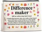 Difference Maker Gifts Makeup Bag, Thank You Appreciation Gifts for Women Teacher Boss Leader Coworker, Difference Maker Definition Zipper Makeup Pouch