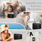 Personalized Initial A-Z Preppy Patch Makeup Bag,Small PU Chenille Letter Cosmetic Bag with Zipper for Teen Girls,Black Cute Toiletry Organizer Bag,Monogram Makeup Case Gift for Women Girls,Letter I