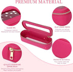 Pinkmik Travel Clear Makeup Bag with Brush Case TSA Approved Toiletry Bag Waterproof Cosmetic Organizer with Zipper Car Essential for Women (X/Fuxia, M+SLIM)