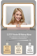 Travle Makeup Bag with LED Mirror, Makeup Train Case with Light Up Mirror, Portable Waterproof Makeup Organizer with Adjustable Dividers, Cosmetic Brush Holder Storage for Women Gift