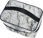 Makeup Bag, White Marble Travel Makeup Organizer Bag Cosmetic Cases Toiletry Bags for Girl Women Ladies
