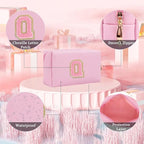 Small Personalized Glitter Initial Letter Makeup Bag, Cute PU Leather Chenille Letters Cosmetic Bag Travel Makeup Pouch, Preppy Travel Organizer Zipper Pouch for Women&Girls（PinkPink-Q）