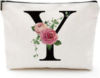Initial A-Z Personalized Makeup Bag, Monogrammed Bridesmaid Presents Cosmetic Bag, Portable Stationary Storage Organizer, Friendship Travel Makeup Bags