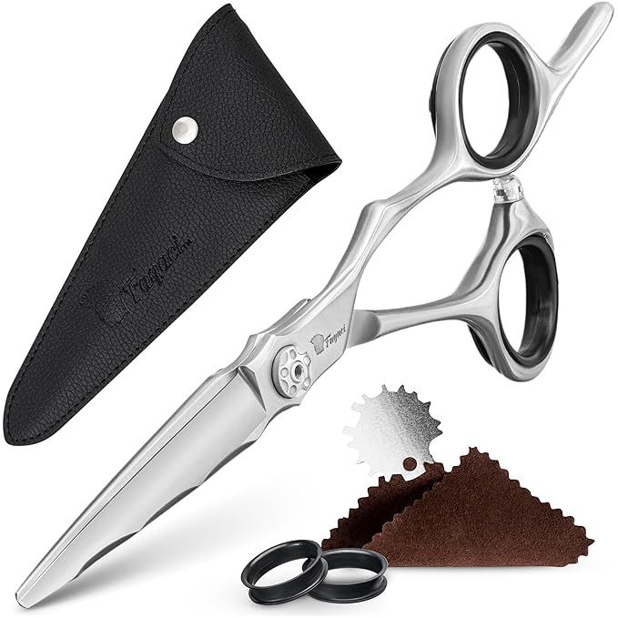 Fagaci Professional Hair Cutting Scissors 5” Japanese Steel for Ultra-Precise Cuts, Razor Sharp Blades Hair Scissors for Women & Men, Extreme Durability Hair Shears, Hair Cutting Barber Scissors