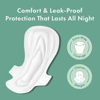 Rael Pads for Women, Organic Cotton Cover - Period Pads with Wings, Feminine Care, Sanitary Napkins, Ultimate Absorbency, Unscented, Ultra Thin (Extra Long Overnight, 12 Count)