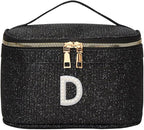 EURYNOME Makeup Bag with Custom Letter D, Water-Resistant Travel Organizer Pouch, (8.3x5.1x5.1 Inch) Cosmetic Case for Women