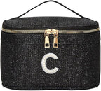 EURYNOME Makeup Bag with Custom Letter C, Water-Resistant Travel Organizer Pouch, (8.3x5.1x5.1 Inch) Cosmetic Case for Women