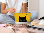 Cat Makeup Bag - Small Cute Cosmetic Bag for Women & Teen Girls - Birthday & Cat Lady Gifts (Black, Yellow)
