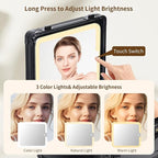 Travel Makeup Case with Lighted LED Mirror – Waterproof Cosmetic Organizer with Adjustable Dividers, Portable Makeup Train Case for Women, Black