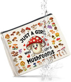 Mushroom Gifts Makeup Bag Mushroom Gifts for Women Teen Girls Sister Friend, Mushroom Lovers Gifts, Just a Girl Who Loves Mushrooms Zipper Makeup Pouch