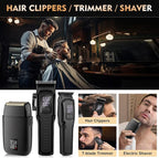 Professional Hair Clipper for Men, 3 in 1 Hair Clipper Beard Trimmer and Electric Foil Shaver Set with LED Display, Cordless Grooming Kit for Home, Travel, Barber, Ideal Gift for Him