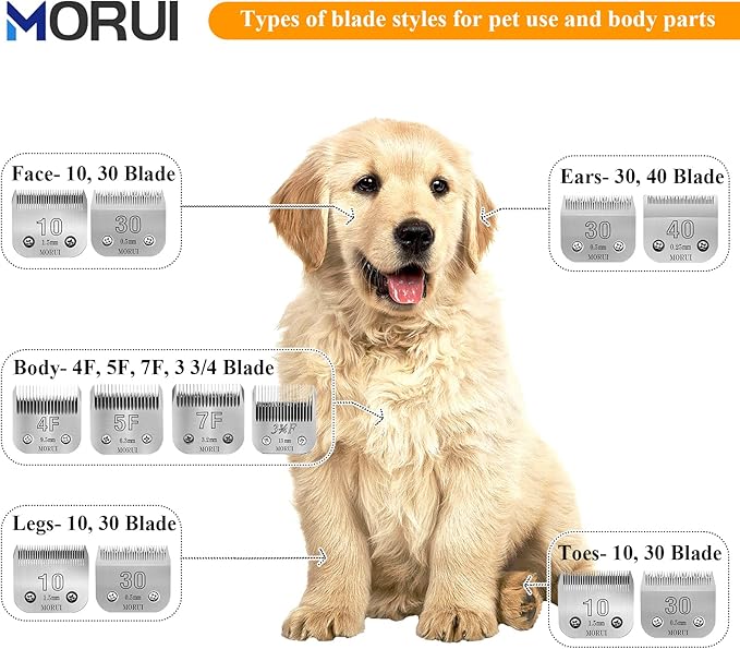 4F Cut Length 3/8"(9.5mm) Detachable Pet Dog Clipper Blades UltraEdge Series Clipper Blades for Dog Grooming Compatible with Most Andis,Oster A5 Wahl KM Series Clippers