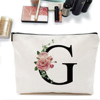 Initial A-Z Personalized Letter Makeup Bag, Monogrammed Bridesmaid Gifts/Presents Cosmetic Bag, Portable Stationery Storage Organizer Pouch, Friendship Love Travel Makeup Bags