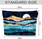 Cute Makeup Bag for Purse Canvas Waterproof Funny Cosmetic Bags for Women Zipper Travel Toiletry Pouch-Mountain Moon Lake Makeup Bags