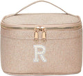 EURYNOME Makeup Bag with Custom Letter R, Water-Resistant Travel Organizer Pouch, (8.3x5.1x5.1 Inch) Cosmetic Case for Women