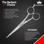 Professional Barber Shears 6” – High Carbon Stainless Steel Hair Cutting Scissors with Razor Sharp Edge for Salon & Home Use by S.H.E.R.R.Y (Silver, 6 inches)