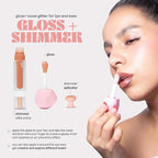 SARELLY, Lip Gloss + Shimmer, Peony Carajillo & Rose Quartz Flakes, Makeup, Vegan Lip Shine, Sarelly Creative Lab