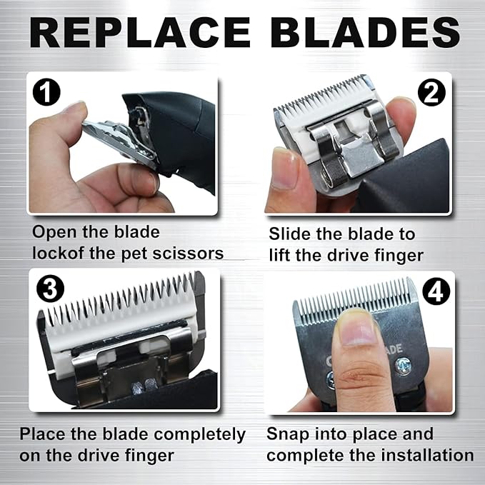 Docal 3-3/4FC Silver Detachable Clipper Ceramic Blades, Dog Grooming Clipper Replacement Blades Compatible with Dog Clippers, KM Series Clippers, A5, Size 3-3/4FC, Cut Length 1/2"(13mm)
